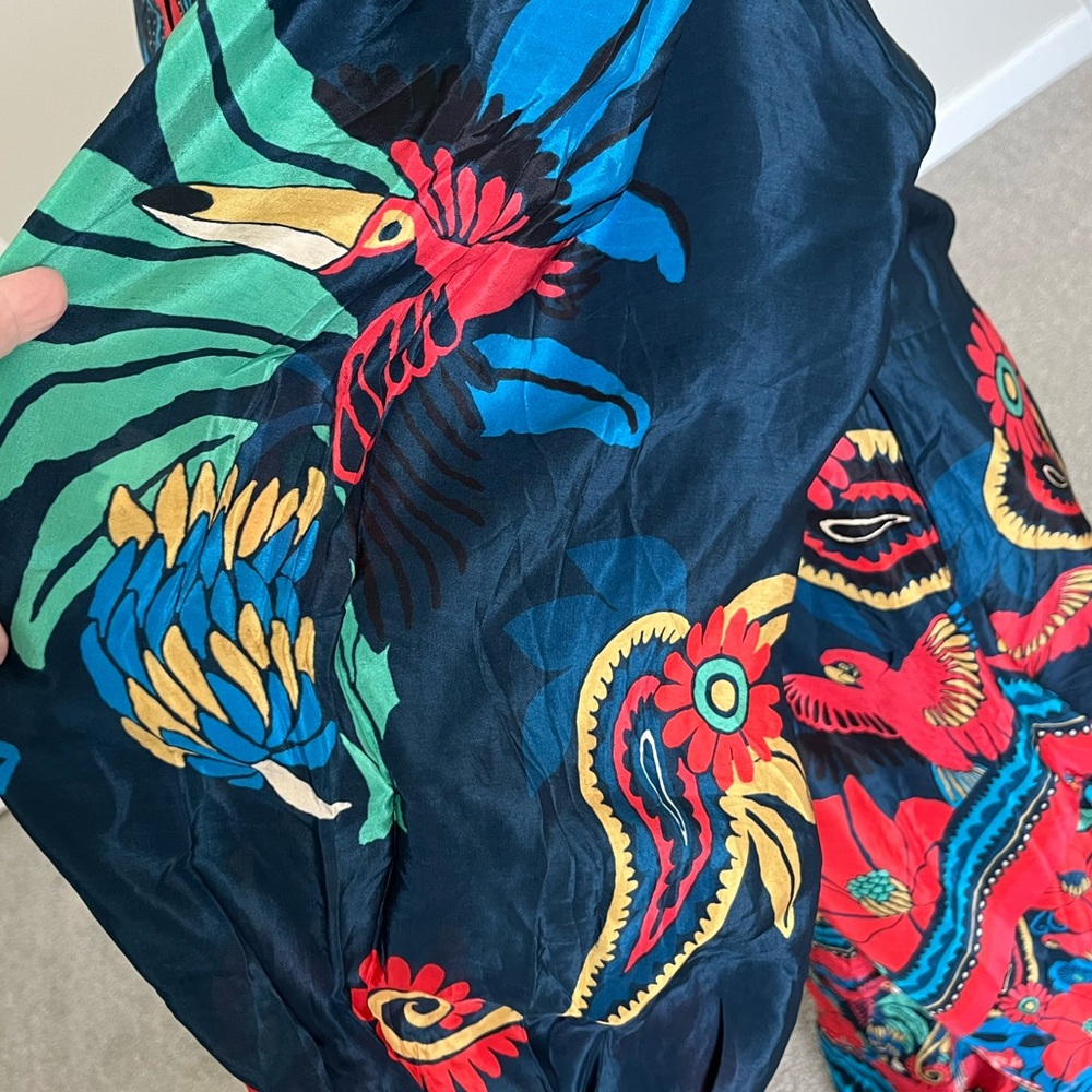 Farm Rio Vibrant Floral Button-Front Maxi Dress in Navy and Red - Picture 8 of 12